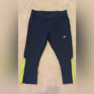 New Balance Accelerate Leggings in Navy and Neon Yellow
